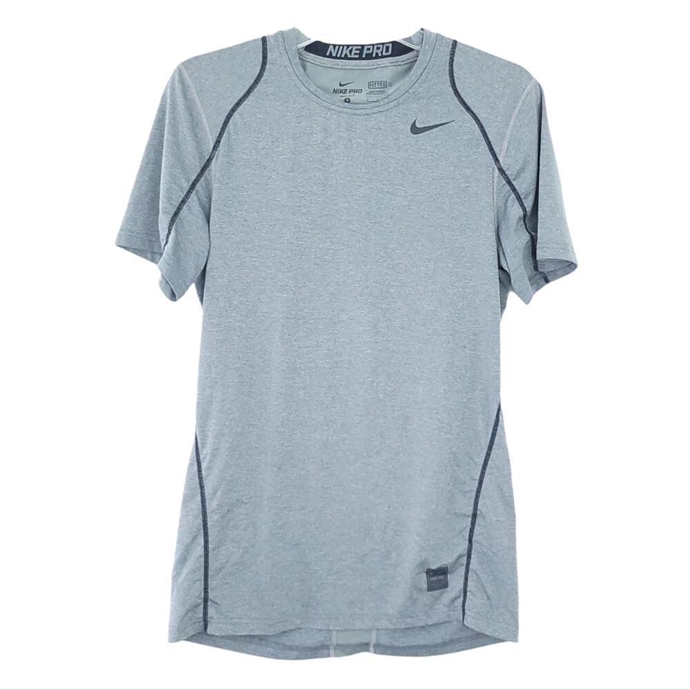 Nike Pro Fitted Dri-Fit Short Sleeve Shirt Small Men Carbon Heather Gray